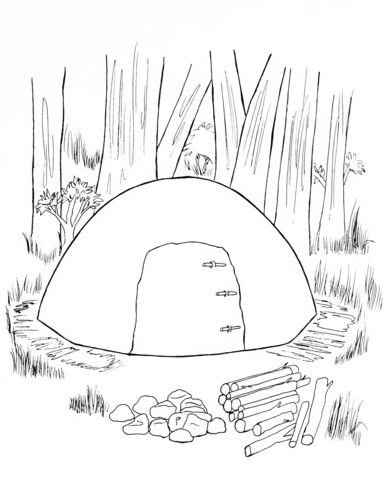 Native American Sweat Lodge Coloring Page